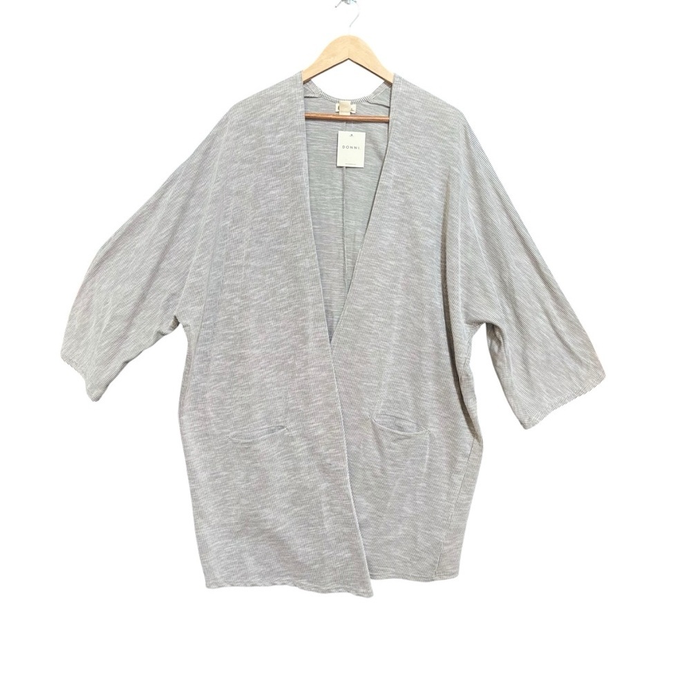 Donni (sold at Revolve) Ribbed Gray Open Cardigan Sweater Coat – OSFA Plus (NWT) - Picture 2 of 9